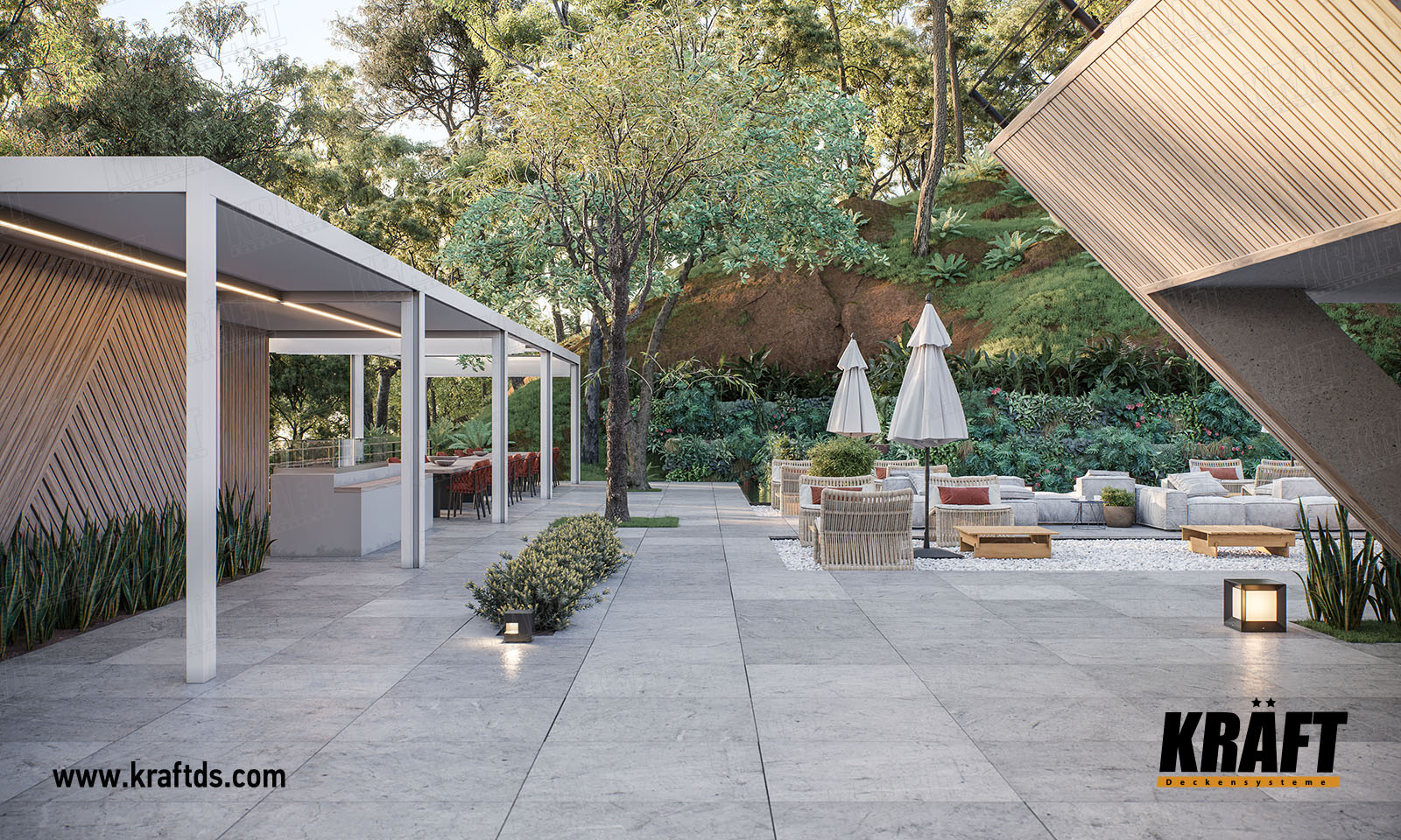 Domy koncepcyjne z elewacją z listwy kubicznej KRAFT