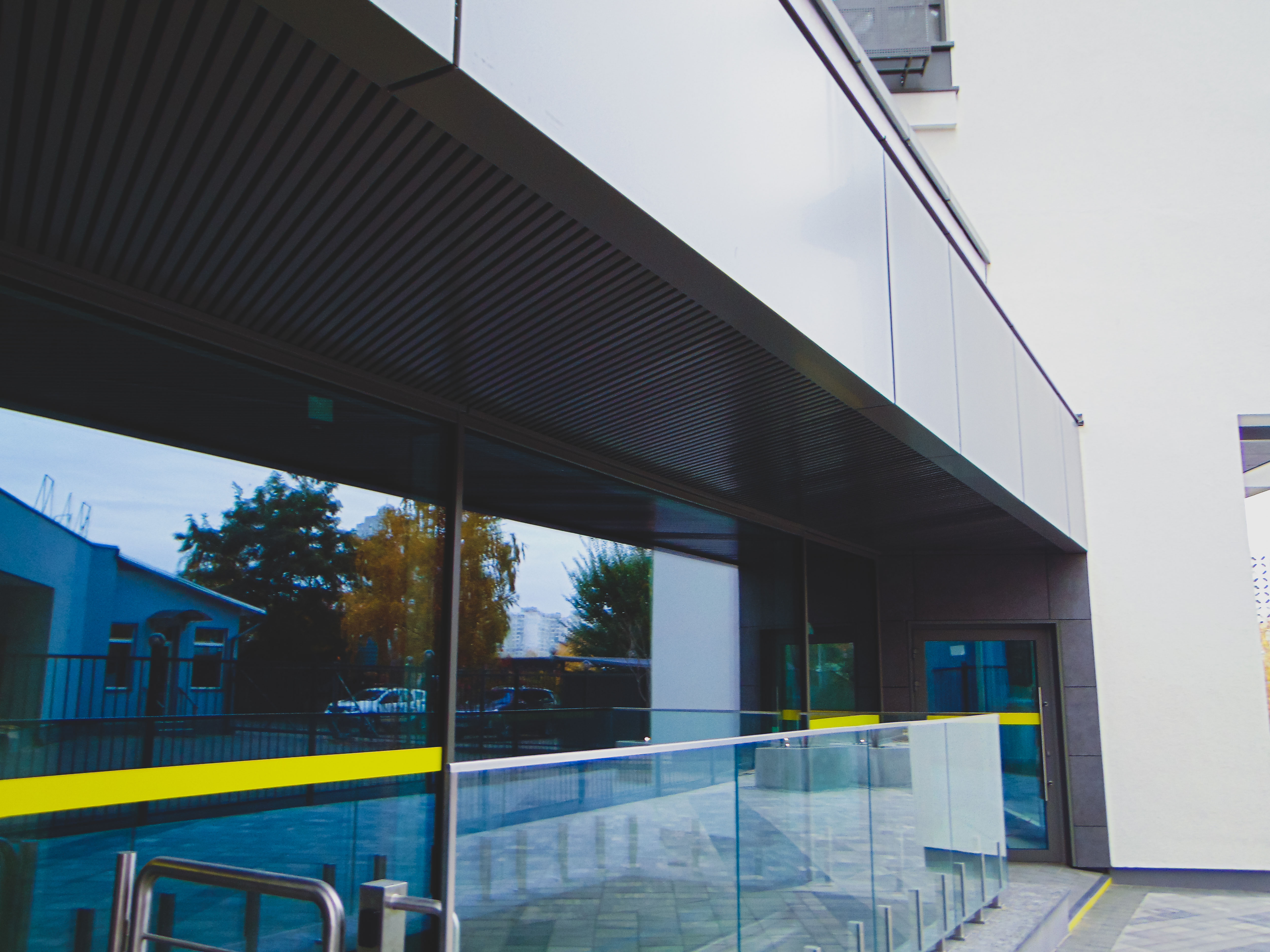 The cube-shaped KRAFT rail in common areas of a new residential building.
