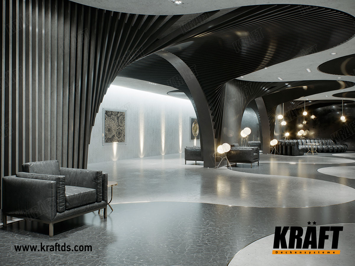 listwa kubiczna Kraft w suficie podwieszanym