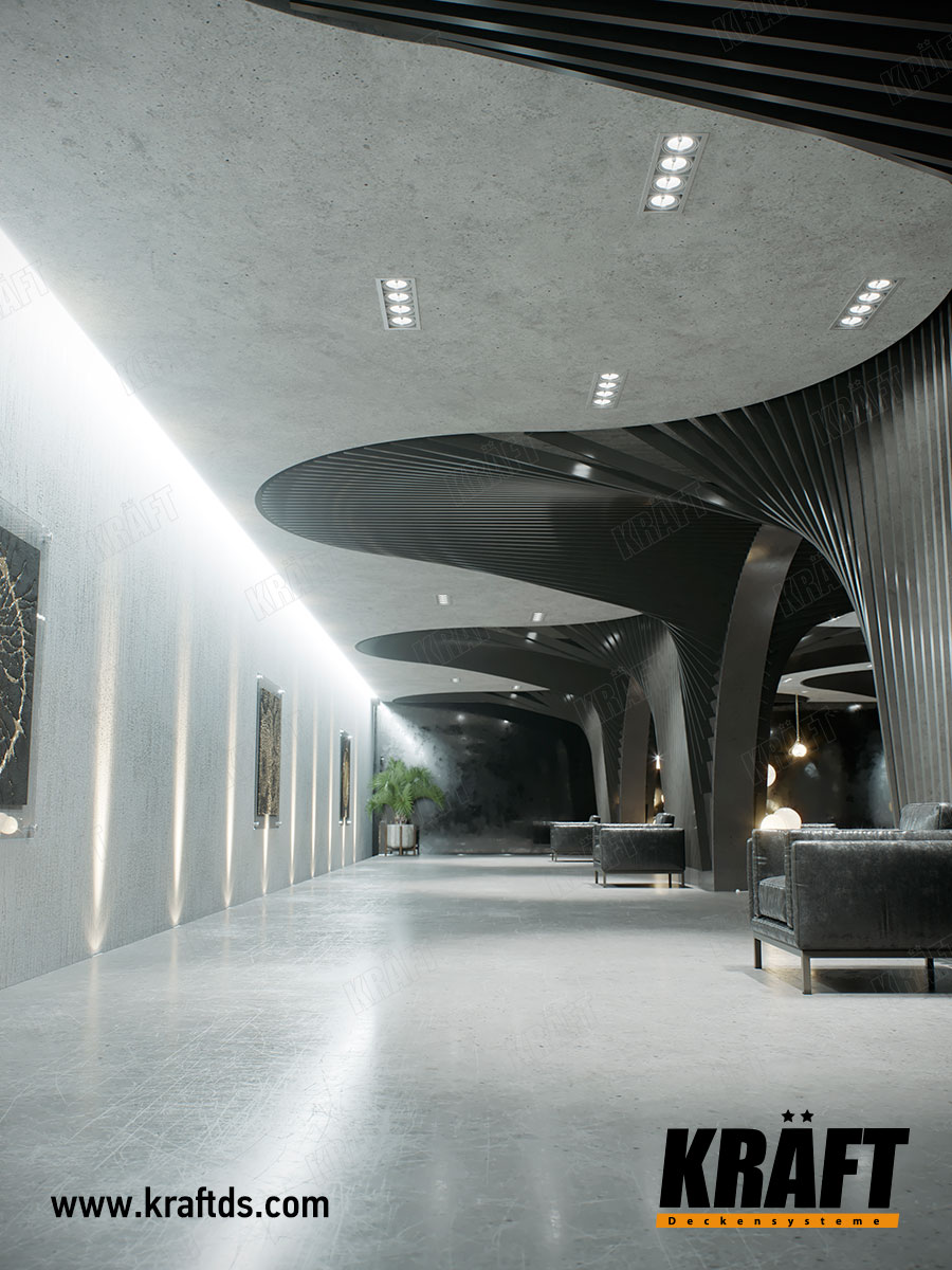 listwa kubiczna Kraft w suficie podwieszanym