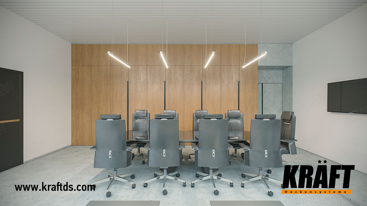 System oświetleniowy KRAFT K-Led z sufitem podwieszanym KRAFT Fortis w biurze