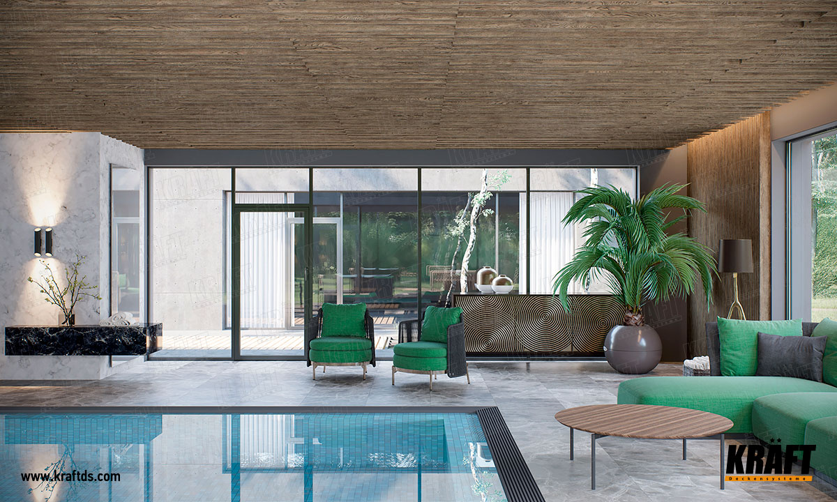 Możliwość montażu sufitu podwieszanego z listwy kubicznej KRAFT w pomieszczeniach o podwyższonej wilgotności. Przewaga listwy metalowej nad drewnianą