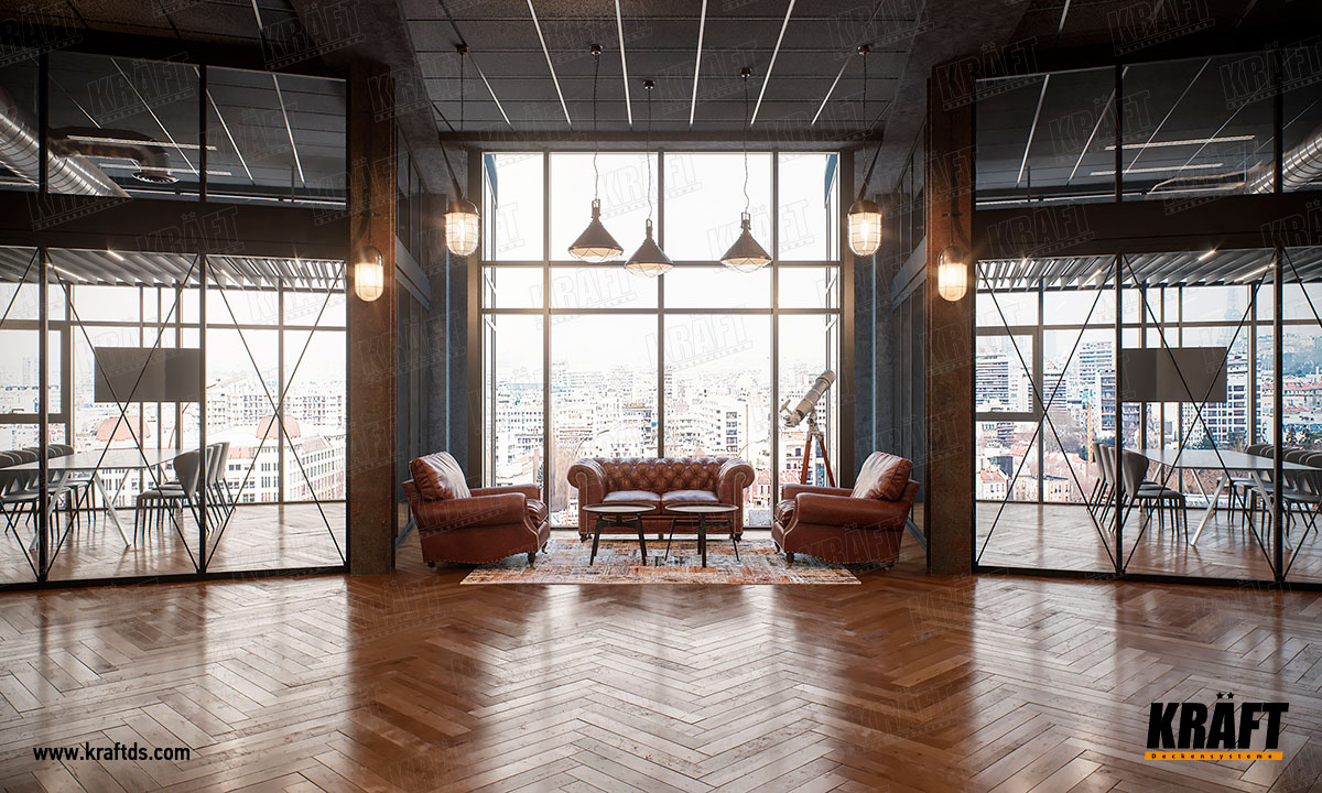 Sufit rastrowy KRAFT we wnętrzu biura