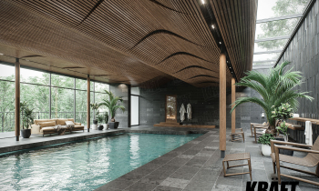 Wavy rail suspended ceiling - what you need for the pool! (+6 photos)