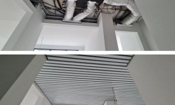 Cube-shaped rail ceilings KRAFT in a prestigious residential complex in Romania (before and after photos)