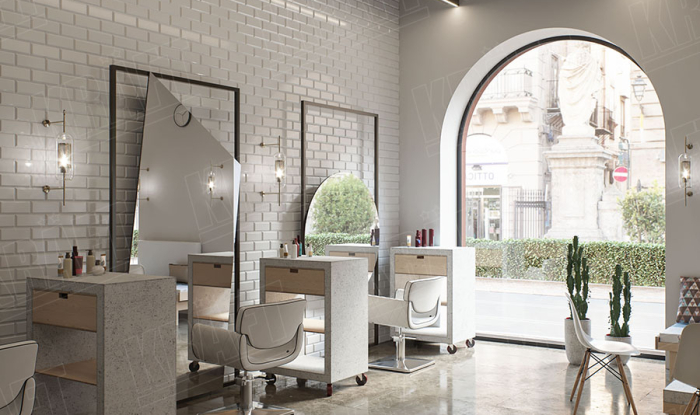 Stylish barber bar with designer rail ceiling (+6 photo)