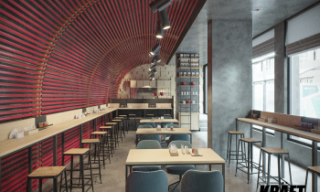 Rail ceiling smoothly flowing into a decorative wall (+4 photos)