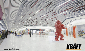 Designer rail ceiling in the shopping center &quot;Caravan&quot; (+29 photo + video)