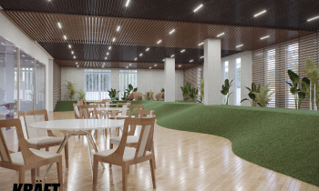 Combination suspended ceiling – cube-shaped rail, open cell, KRAFT Led