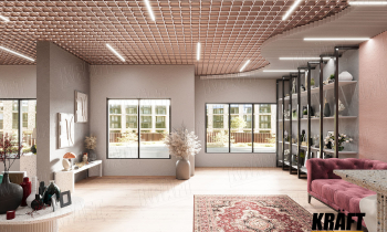 Pyramidal Open Cell Ceiling: The Art of Volume in Modern Interiors