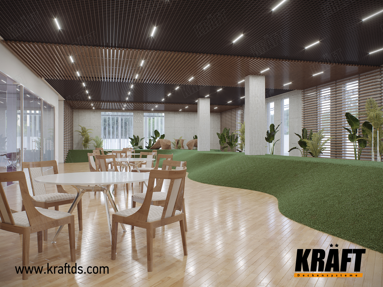 Sufit kombinowany - listwa, kaseta rastrowa, KRAFT Led